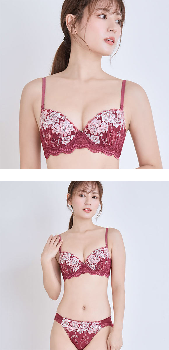 パンキュート らくちんソフトワイヤー グロッシーローズ ブラセット GHI65-95 グラマー アンダー大きいサイズ 脇肉 谷間 美胸