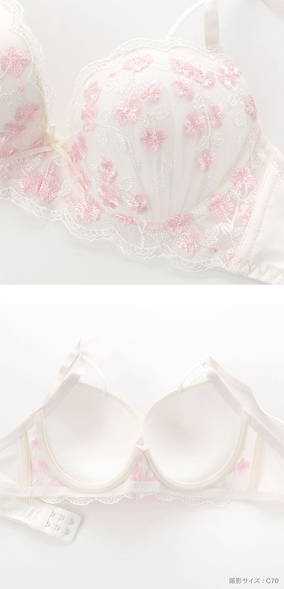 エレガント らくちんソフトワイヤー プチフラワー ブラセット ABCDEF