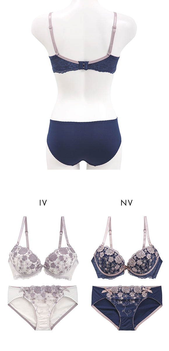 エレガント 脇肉を谷間に変える脇高ブラ アンティークリボン ソフトワイヤーブラセット ABCDEF 盛り胸 大きいサイズ Elegante