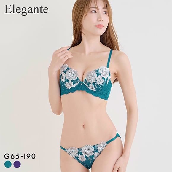 エレガント 脇肉を谷間に変える脇高ブラ グレイスフルローズ ソフトワイヤー ブラセット GHI65-95 ブラジャー ショーツ セット Elegante