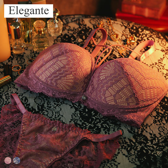 エレガント 脇肉を谷間に変える脇高ブラ クロスストリング ブラセット GHI65-95 大きいサイズ グラマー ブラジャー ショーツ セット 脇寄せ Elegante