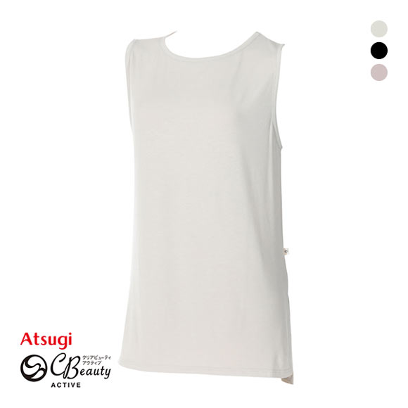 アツギ ATSUGI クリアビューティアクティブ ヨガウェア タンクトップ 襟ぐり浅め トップス レディース