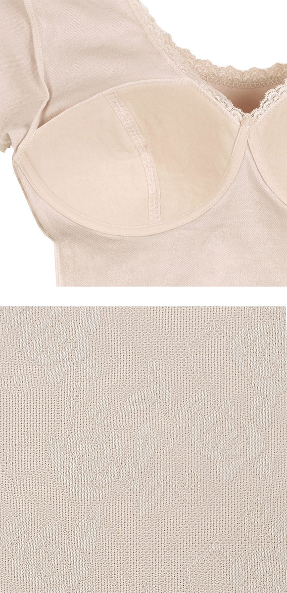 アツギ ATSUGI ラシェール カップ付き 二分袖インナー 綿混 レディース