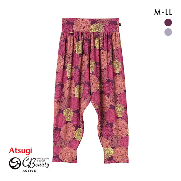 アツギ ATSUGI クリアビューティアクティブ クロッシェレース柄 サルエルパンツ ボトムス スポーツウェア ルームウェア レディース
