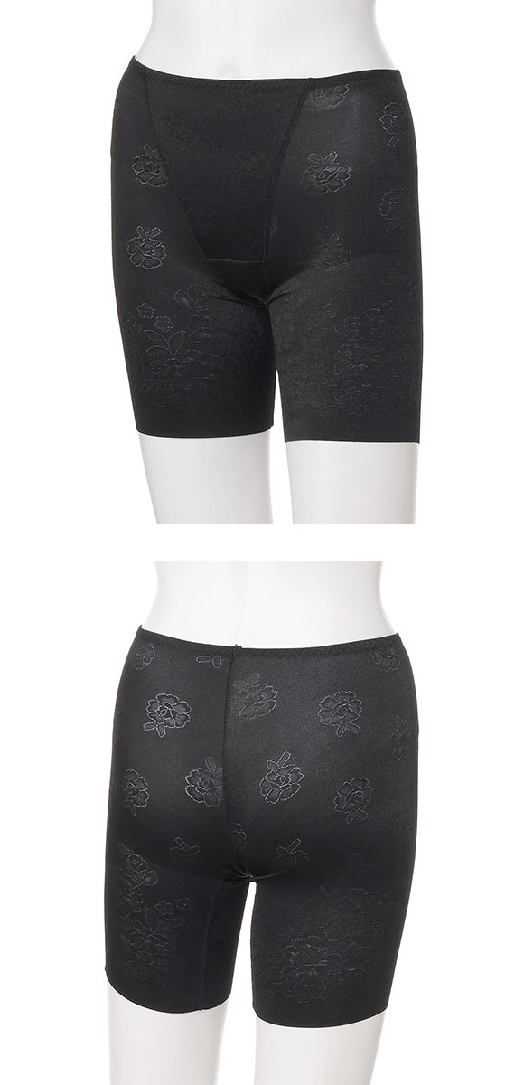 アツギ ATSUGI SLATTY スラッティ 花柄ジャガード ヘムショーツ 3分丈 お腹おさえ 単品