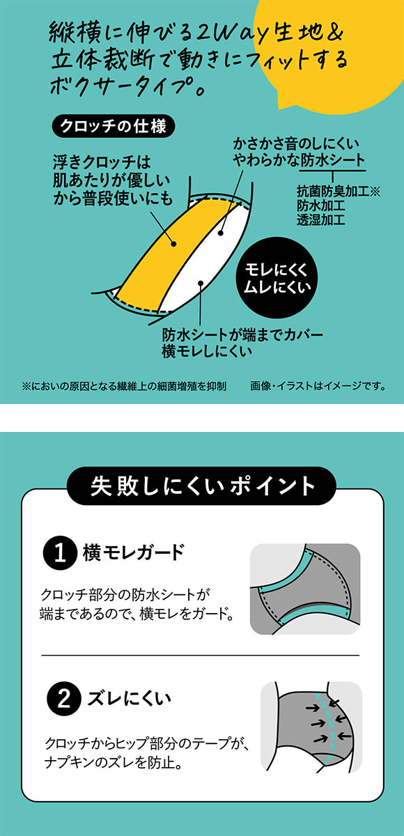 アツギ ATSUGI シーフリー Shefree サニタリーショーツ ボクサータイプ しっかりフィット アクティブ スポーツ 生理用 吸汗速乾