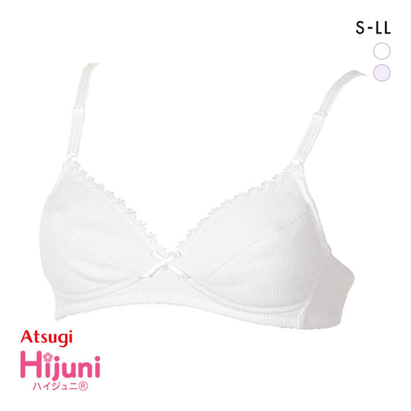 アツギ ATSUGI ハイジュニ Hijuni ノンワイヤー ブラジャー ジュニアブラ 女の子 リブ 綿混 単品