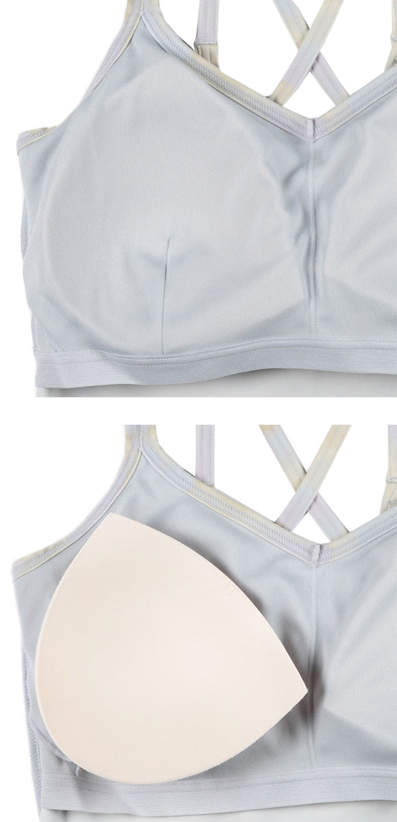 アツギ ATSUGI クリアビューティ アクティブ ヨガブラ カップ付きインナー グラデーション柄 ストレッチフィット 背中クロス