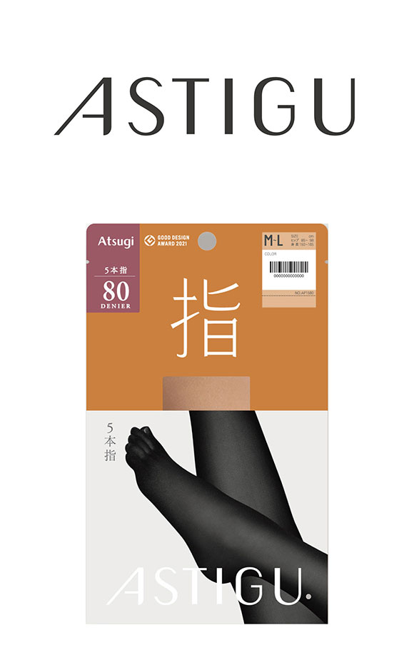 アツギ ATSUGI アスティーグ ASTIGU 指 5本指 タイツ 80デニール 光発熱