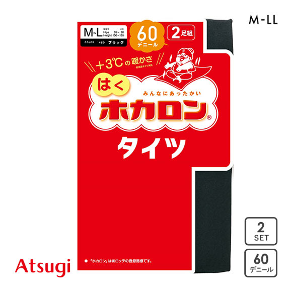 アツギ ATSUGI はくホカロン タイツ 60デニール 2足組 交編