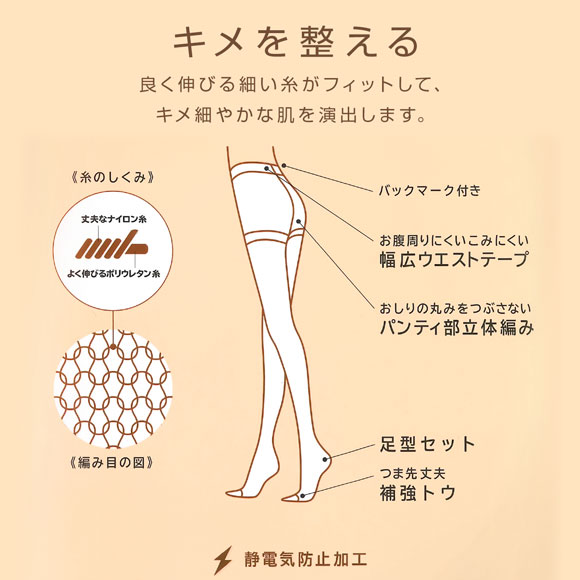 アツギ キメを整える ストッキング パンスト 3足組 13デニール ATSUGI