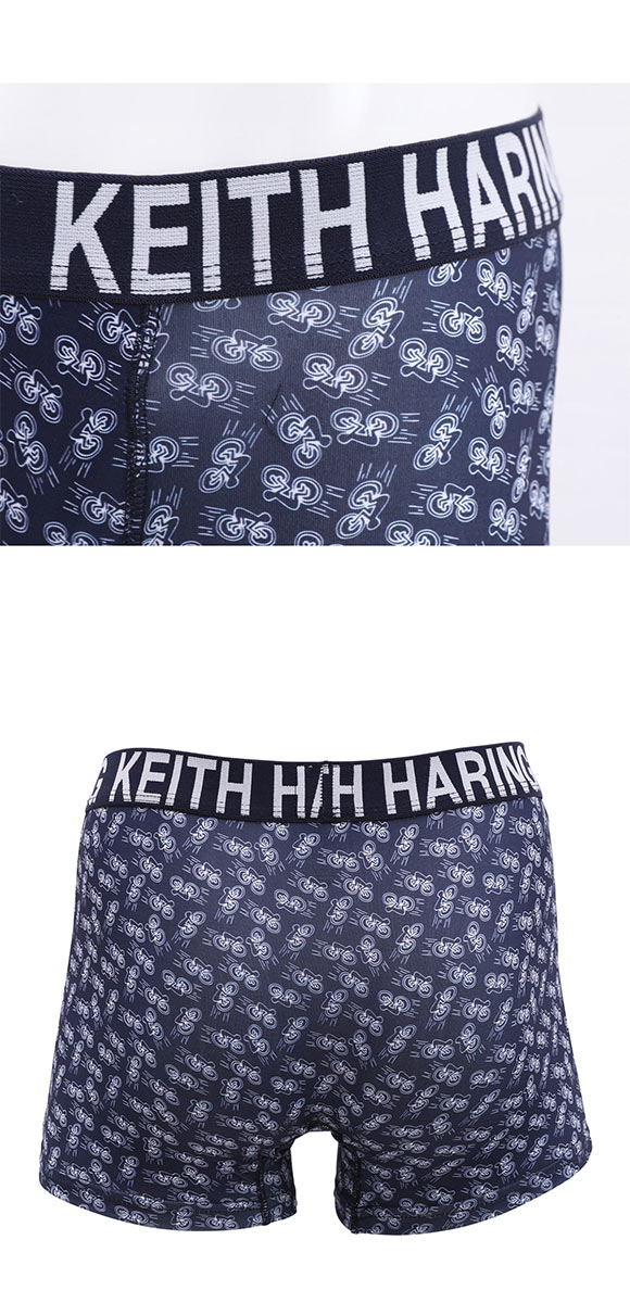 キース・へリング Keith Haring ボクサーパンツ 自転車 ネイビー メンズ 前開き