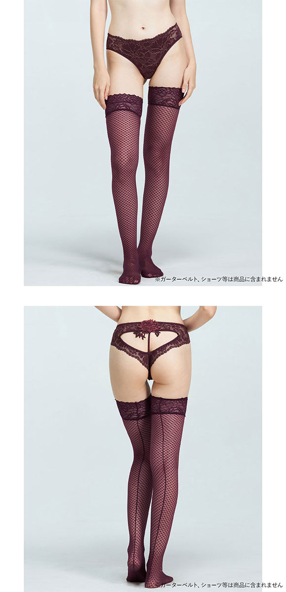 アンブラ Harmony in Bloom チェック柄ガーターストッキング ANNEBRA