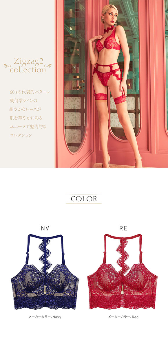 アンブラ ANNEBRA Zigzag2 バックモチーフ ロングライン ブラジャー 2way フロントホック 単品