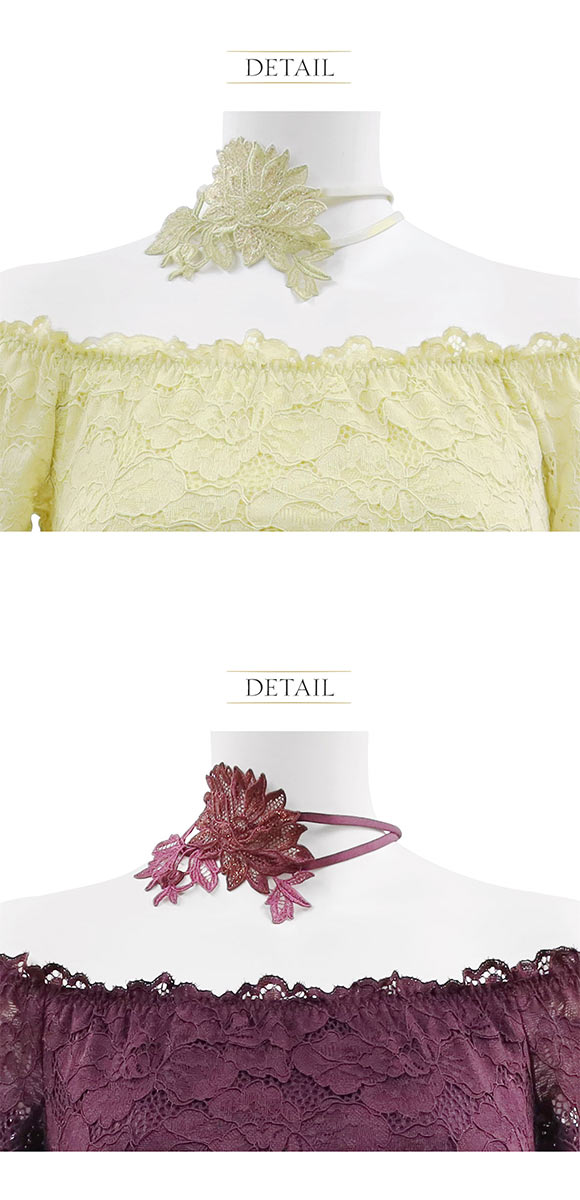 アンブラ Harmony in Bloom チョーカー付き オフショルレースボディスーツ テディ ANNEBRA