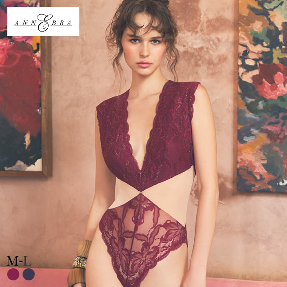 アンブラ In Your Heart ウエスト切り替え レース ボディスーツ レディース テディ ランジェリー セクシー バックオープン ANNEBRA