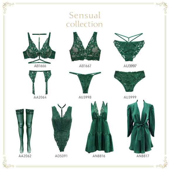 ANNEBRA ~アンブラ~ ダークグリーン　光沢あり華やかナイトウエア　ガウン アンブラ ANNEBRA Sensual ガウン ルームウェア セクシー ランジェリー