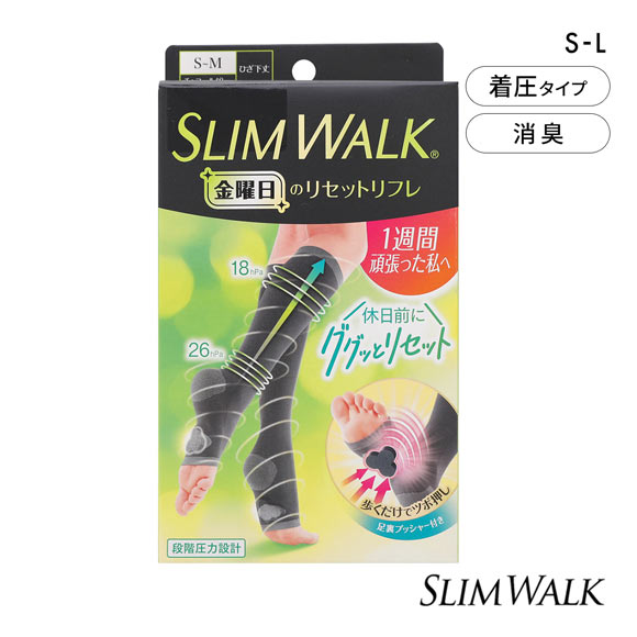 スリムウォーク 金曜日のリセットリフレ 靴下 ソックス ひざ下丈 ふくらはぎ丈 着圧 SLIM WALK