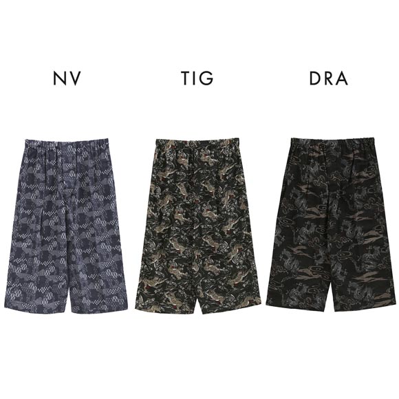 ラクベエ 楽兵衛 和素材 綿100％ 7分丈 ステテコ メンズ 前開き 総柄 吸水 部屋着 ルームウェア ポケット付