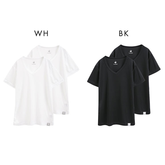 ルコックスポルティフ キッズ ジュニア 裏メッシュ Vネック 半袖 Tシャツ 2枚セット 男の子 インナー le coq sportif