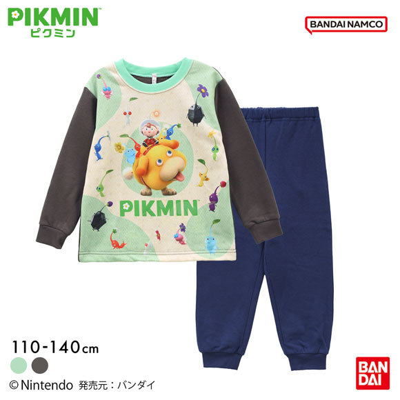 ピクミン PIKMIN 光る起毛パジャマ 上下セット 男児 女児 ジュニア キッズ ボーイズ ガールズ 肌側綿100％ 長袖 110 120 130 140