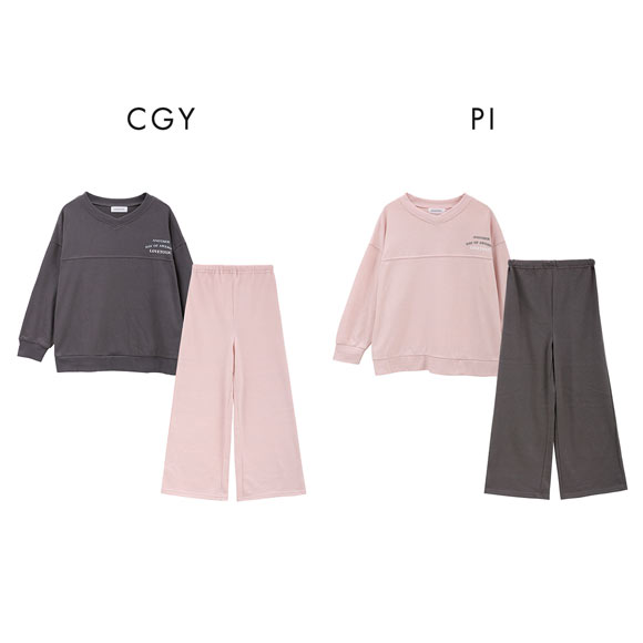 ラブトキシック バックプリント 長袖 ルームウェアセット パジャマ 上下セット ジュニア キッズ 女の子 ロングパンツ 140 150 160  Lovetoxic