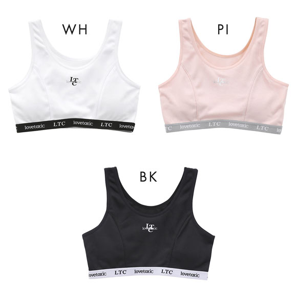 ラブトキシック ジュニア ロゴ ハーフトップ ノンワイヤー ブラジャー スポーツブラ メッシュ 150 160 吸水速乾 Lovetoxic