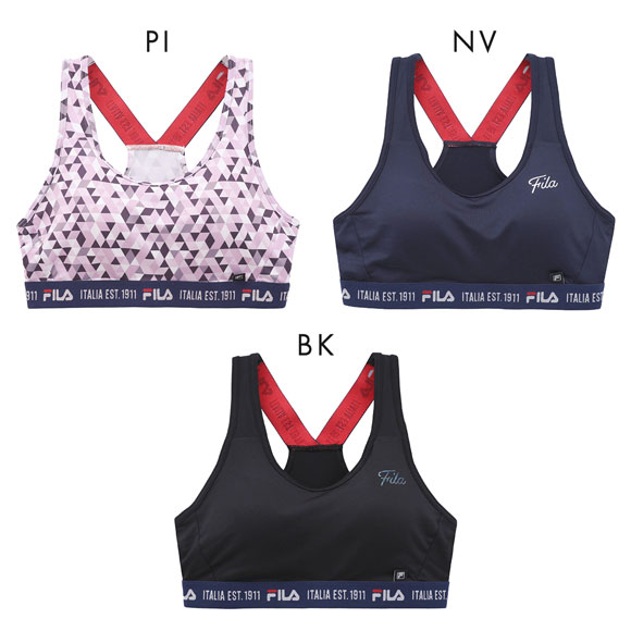 フィラ レディース デザイン ハーフトップ ブラジャー スポーツブラ ノンワイヤー モールドカップ ワイヤレスブラ FILA