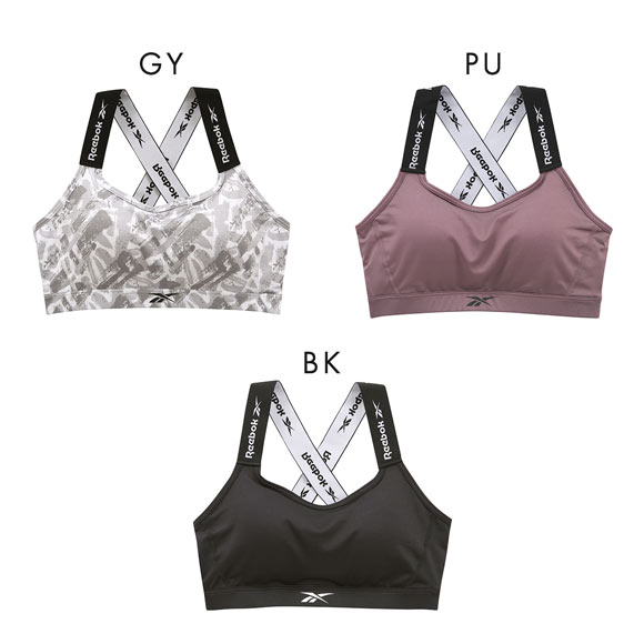 リーボック レディース バッククロスロゴ ハーフトップ ノンワイヤー スポーツブラ レディース ドライ M L Reebok LADYS