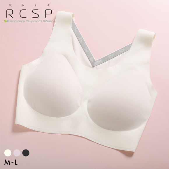 RCSP リカサポ 血行促進 レディース ハーフトップ ノンワイヤー ブラジャー スポーツブラ シームレス ML 婦人 LADIES