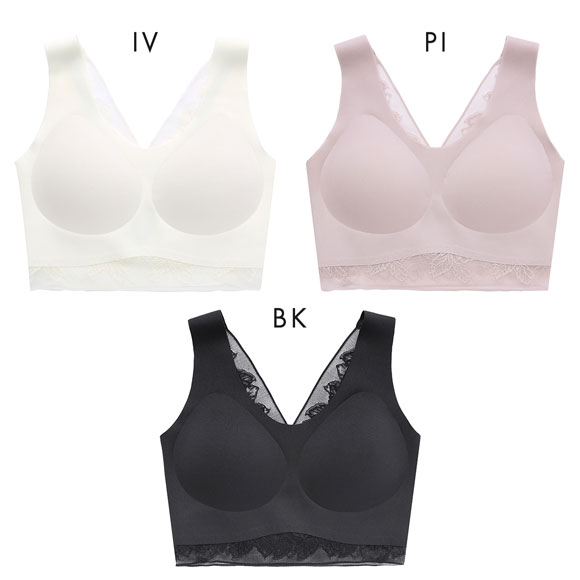 RCSP リカサポ 血行促進 レディース ハーフトップ レース ノンワイヤー ブラジャー シームレス ML 婦人 LADIES
