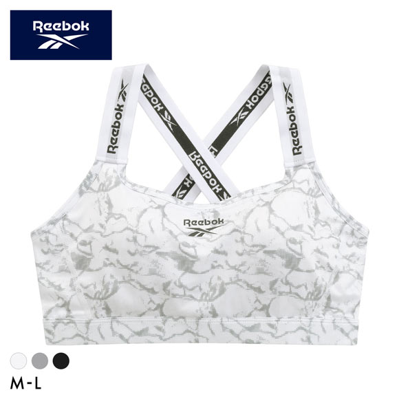 リーボック レディース 肩ゴム ロゴゴム ハーフトップ ノンワイヤー スポーツブラ レディース DRY UPF50+ バッククロス ML Reebok LADYS