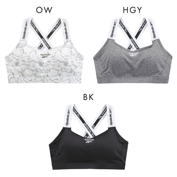 リーボック レディース 肩ゴム ロゴゴム ハーフトップ ノンワイヤー スポーツブラ レディース DRY UPF50+ バッククロス ML Reebok LADYS