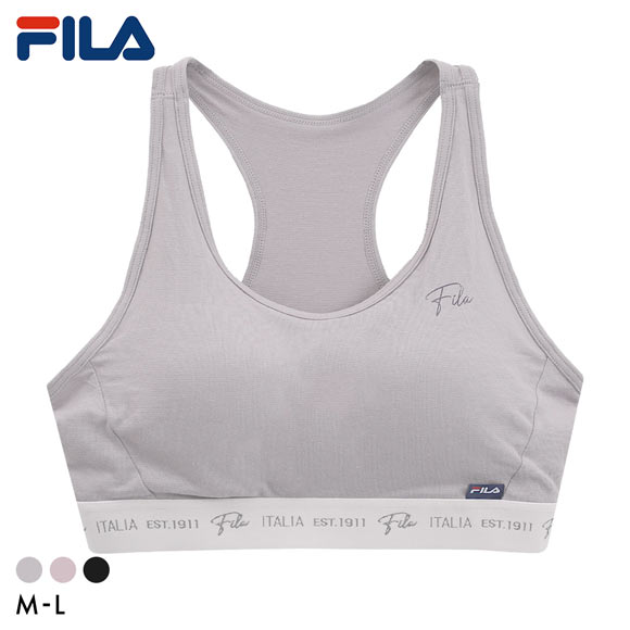 フィラ FILA レディース ハーフトップ ワンポイント ロゴ ブラジャー スポーツブラ カップ付き ノンワイヤー ワイヤレスブラ 吸水速乾 ML