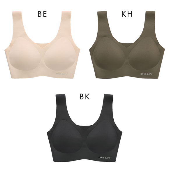 セシルデイズ CECILE DAYS レディース ハーフトップ Vネック ブラジャー スポーツブラ インナー ノンワイヤー フリーカット ML 婦人
