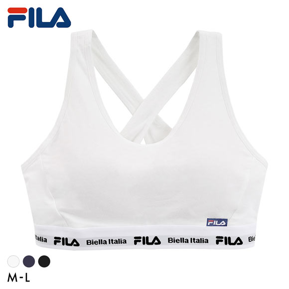 フィラ FILA レディース ハーフトップ バッククロス ブラジャー スポーツブラ カップ付き ノンワイヤー ワイヤレスブラ 吸水速乾 ML