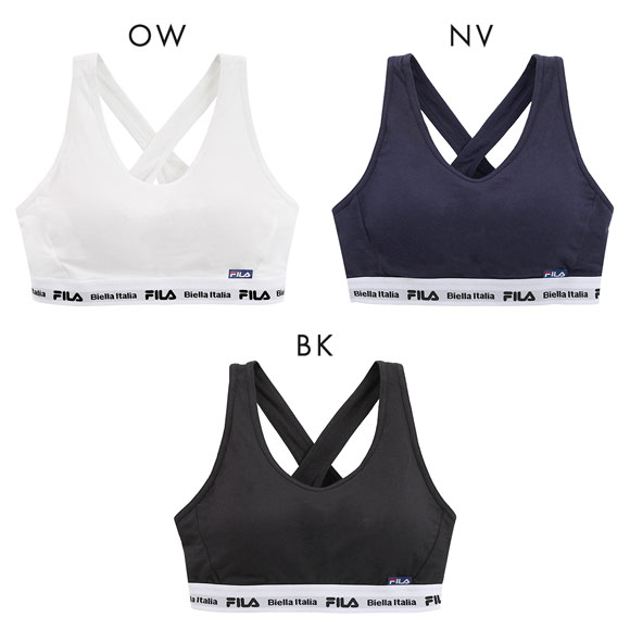フィラ FILA レディース ハーフトップ バッククロス ブラジャー スポーツブラ カップ付き ノンワイヤー ワイヤレスブラ 吸水速乾 ML