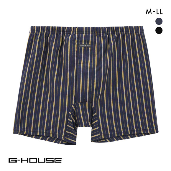 ジーハウス 男の安心 ニット トランクス　ストライプ 尿漏れ　吸水 メンズ 前開き M L LL G-HOUSE