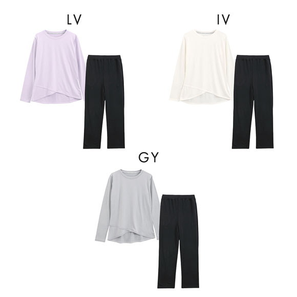 リカバリーサポートウェア 血行促進 レディース 360°ストレッチ 裾クロス ルームウェア パジャマ 上下セット 婦人 LADIES