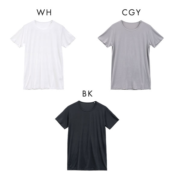 ヒヤロン メンズ Tシャツ クルーネック 半袖 メッシュ 丸首 シャツ インナー 接触冷感 大きいサイズ