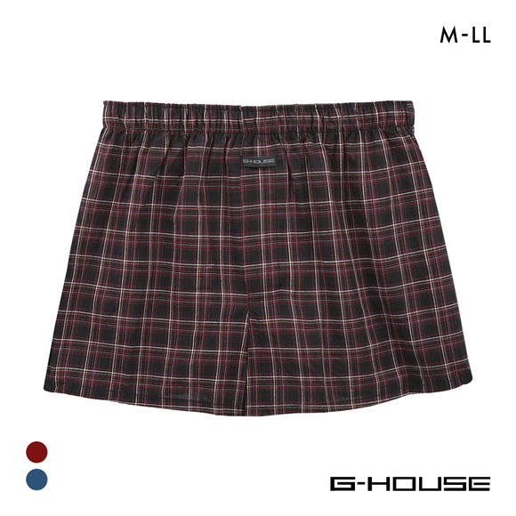 ジーハウス ハンモックサポーター 布帛 トランクス チェック柄 メンズ 前開き 大きいサイズ M L LL G-HOUSE