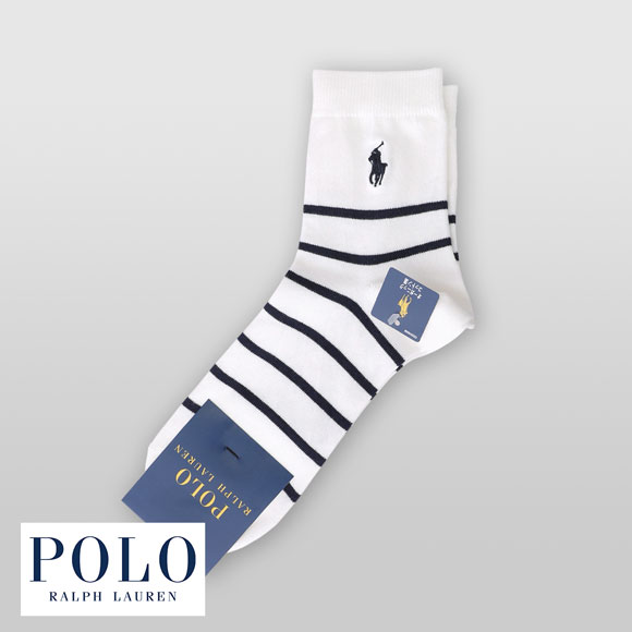 ポロ ラルフローレン POLO RALPH LAUREN フレンチセーラー オーガニックコットン混 ソックス 25-27 定番 ショート丈 ミドル 紳士 メンズ
