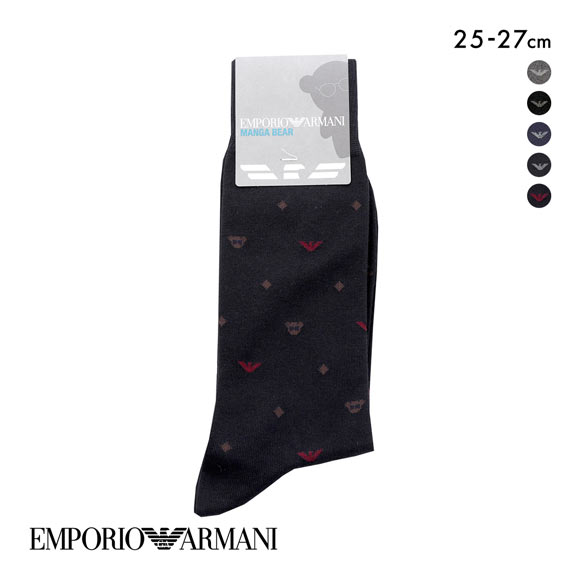 エンポリオ・アルマーニ EMPORIO ARMANI Dress マンガベア＆イーグル メンズソックス 靴下 クルー丈 ビジネス メンズ 綿混 紳士