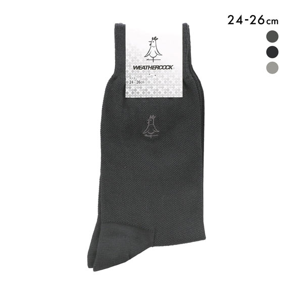 ウェザーコック 鹿の子 クルー丈 ソックス メンズ ビジネス 紳士 靴下 24-26cm つま先踵補強 メンズ Weathercock