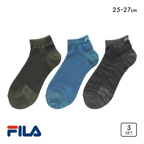 フィラ ビッグメッシュ スニーカー丈 ソックス 3足セット メンズ 紳士 25-27cm FILA