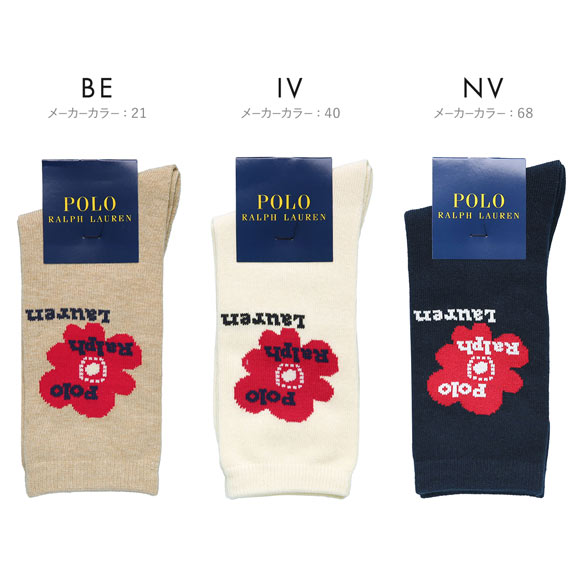 ポロ ラルフローレン BIG FLOWER クルー丈ソックス レディース 靴下 カジュアル ギフト POLO RALPH LAUREN