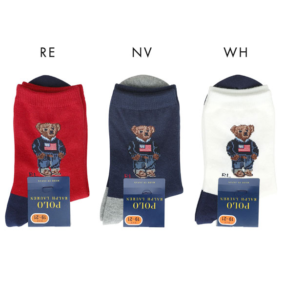 ポロ ラルフローレン POLO RALPH LAUREN 子供 アメリカーナベア ソックス クルー丈 19-21 日本製 キッズ ジュニア 靴下 入学式 お祝い