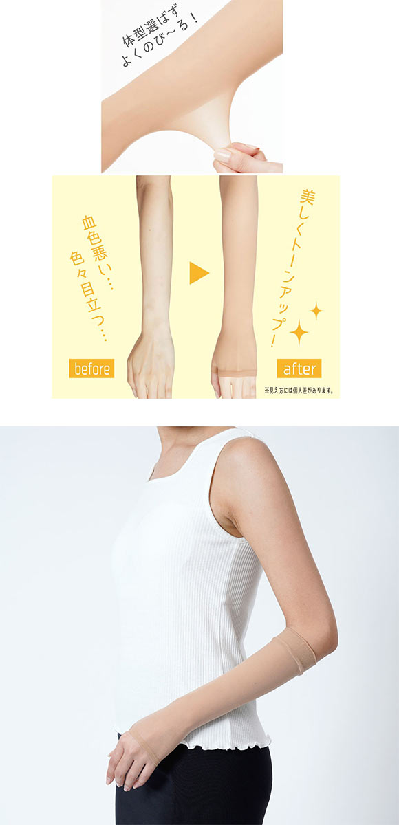 福助 満足 太陽に負けない アームカバー ショート丈 レディース ノンラン UVカット fukuske