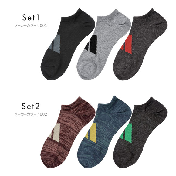 アディダス DEO ビッグロゴ スニーカー丈 ソックス 3足セット メンズ