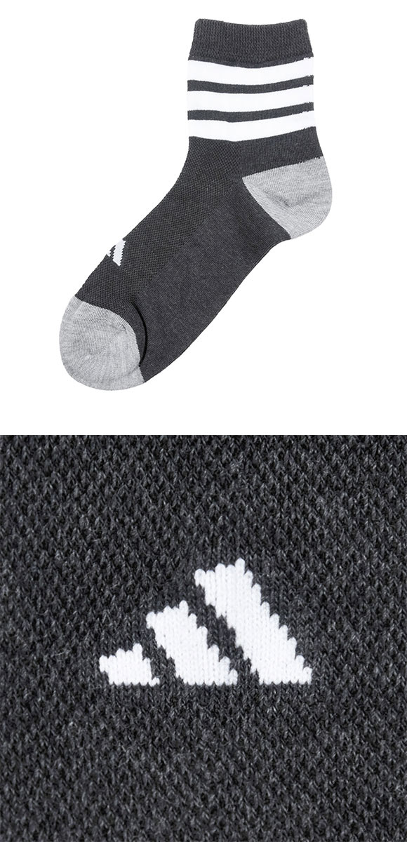 アディダス スリーストライプ 甲メッシュ ショート丈 ソックス 3足セット メンズ 消臭 靴下 adidas 24-26cm 26-28cm